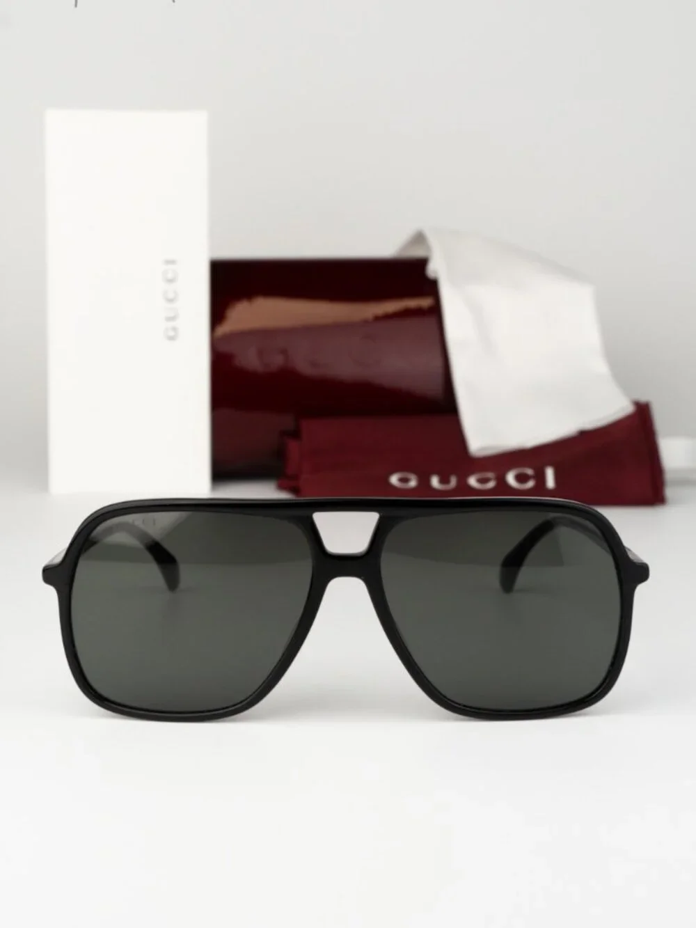 Gucci Men Sunglasses Black Grey Pilot Oversized GG0545S 001 NEW AUTHENTIC